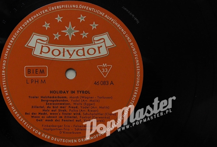 Holiday In Tyrol Finkenberger Trio, 46083 LPHM jodeln volksmusik heimatmelodie