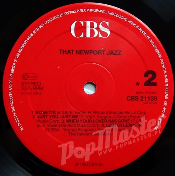 That Newport Jazz Great All Stars Performance CBS 21139 I ♥ Jazz Series 