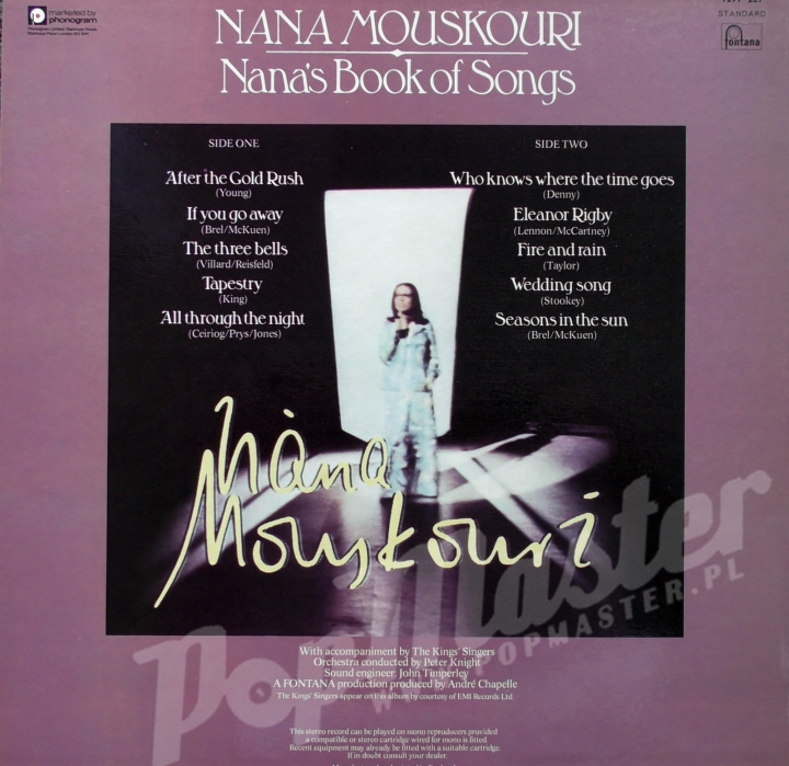 Nana Mouskouri Nanas Book Songs 9299 227 STANDARD Пластинка folk, pop