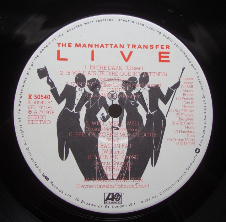The Manhattan Transfer ‎– Live K 50540 Jazz , Pop 