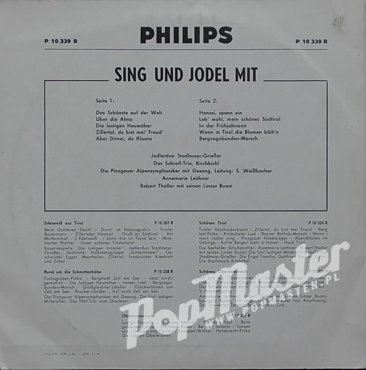 Sing Und Jodel Mit Sing Und Jodel P 10 339 R Folk On Vinyl's