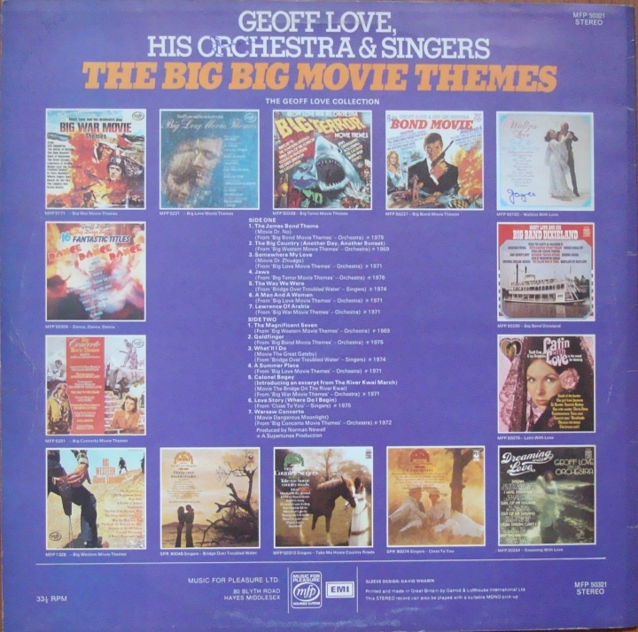 Geoff Love, His Orchestra & Singers ‎– The Big Big Movie Themes 