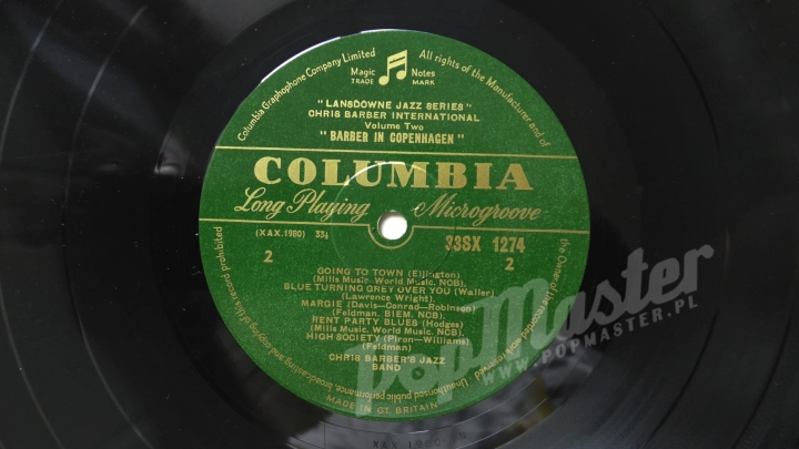 Chris Barber In Copenhagen Volume Two MONO 33sx 1274 Green Golden Label Jazz Na Płytach Winylowych
