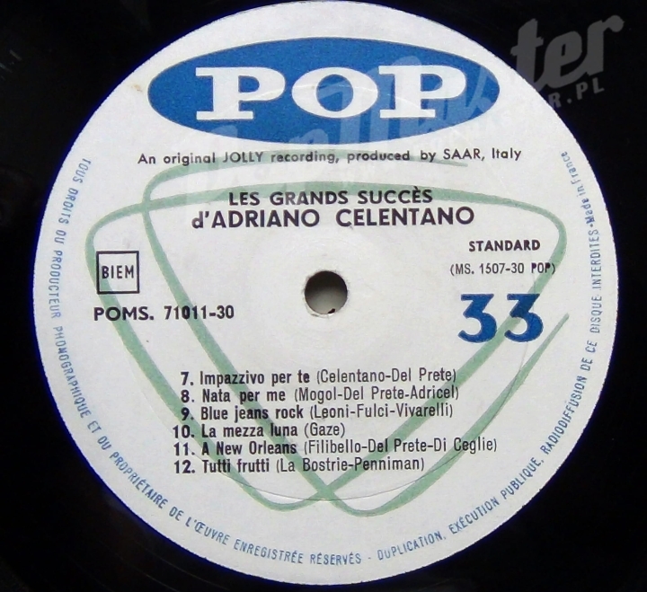 Adriano Celentano Les Grands Succès D' Adriano Celentano POMS 71-0011-30 monoral