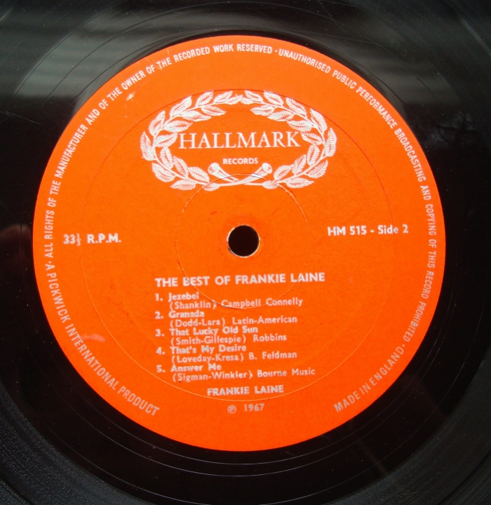 Frankie Laine ‎– The Best Of Frankie Laine HM 515 Folk, World & Country Winyle