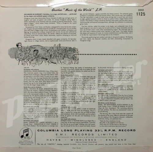 The Music Of Hungary 33 SX 1125 Народная, Этно Виниловые Пластинки