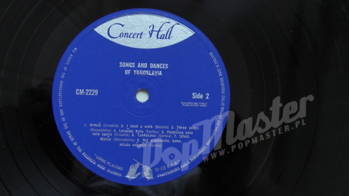 Song And Dances Of Yugoslavia From The Danube To The Adriatic CM 2229 Vinyl-Schallplatten Folk, Ethno Platten