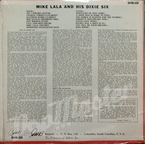 Mike Lala And His Dixie Six GHB-220 Dixieland Jazz Виниловые Пластинки Джаз