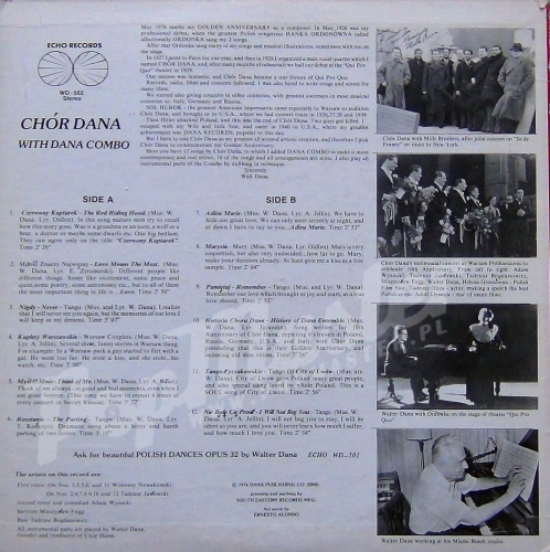 Chór Dana With Dana Combo Mieczysław Fogg Echo Records WD-502 STEREO 1976