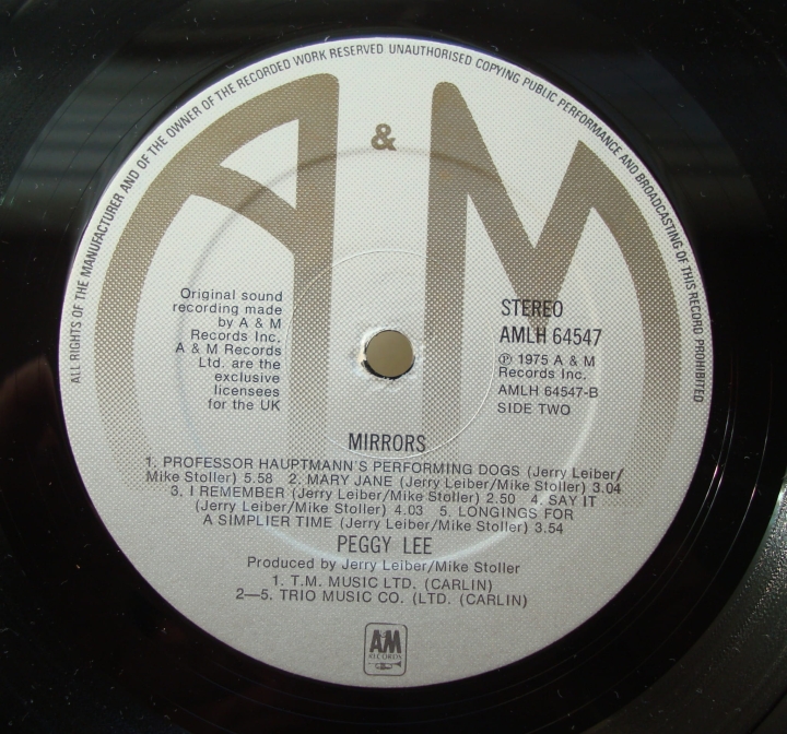 Peggy Lee ‎– Mirrors