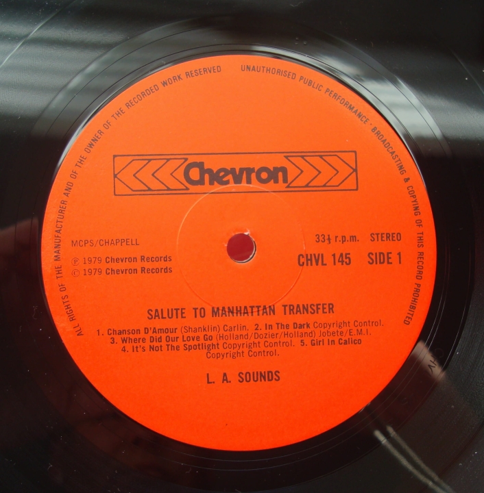 Salute To Manhattan Transfer L.A. Sounds  Salute To Manhattan Transfer  CHVL 145   Pop   Winyle