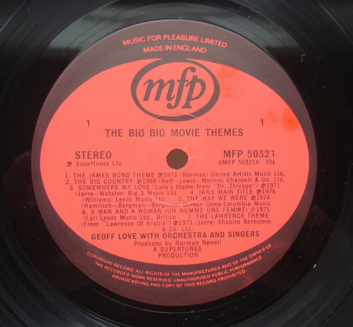 Geoff Love, His Orchestra & Singers ‎– The Big Big Movie Themes 