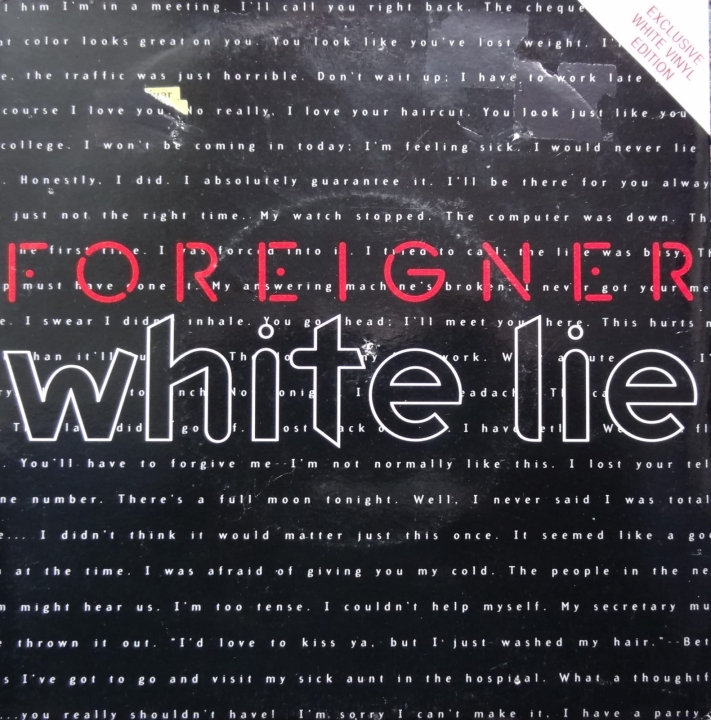 黑膠唱片, Disco de vinilo, Vinyl records, سجلات الفينيل, Vinyl रिकॉर्ड, ভিনসেল রেকর্ড, Registros de vinil, Виниловые пластинки, ビニールレコード, 비닐 보드, Schallplatten.Foreigner ‎– White Lie Arista ‎– 74321233637 Vinyl, 7", 45 RPM, Single, White