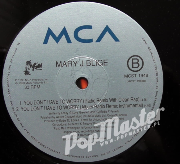 Mary J Blige You Don't Have To Worry MCST 1948 12" Maxi Single 33 RPM Plyta Winylowa