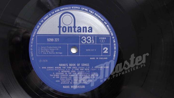 Nana Mouskouri Nanas Book Songs 9299 227 STANDARD winyl folk, pop