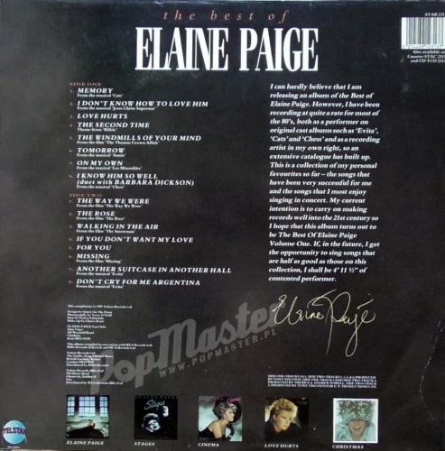 Elaine Paige The Best Of Elaine Paige-Memories STAR 2313 Winyle Pop