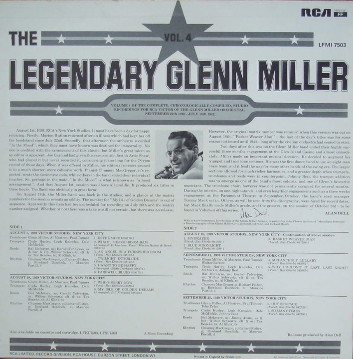 plyta,gramofonowa,Glenn,Miller,And,His,Orchestra,The,Legendary,Glenn,Miller,Vol.4,LFM1,7503,Mono