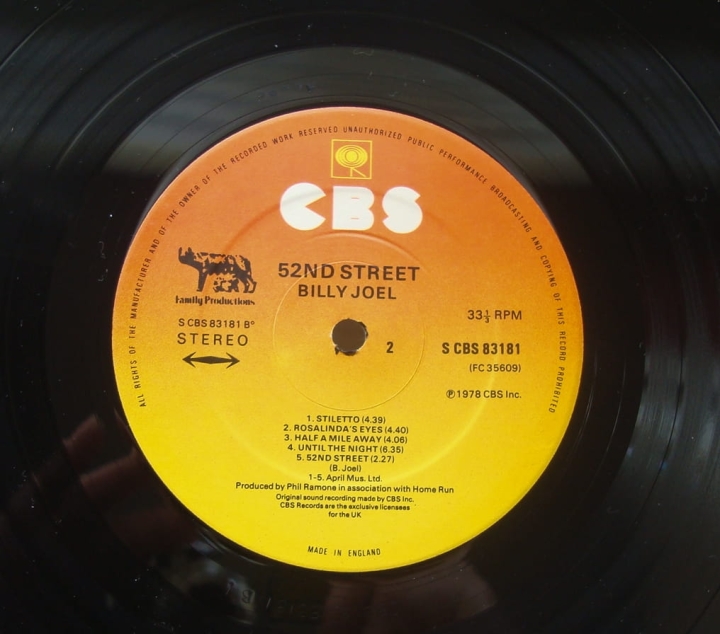 winyl,Billy,Joel,52nd,Street,CBS,83181,Vinyl