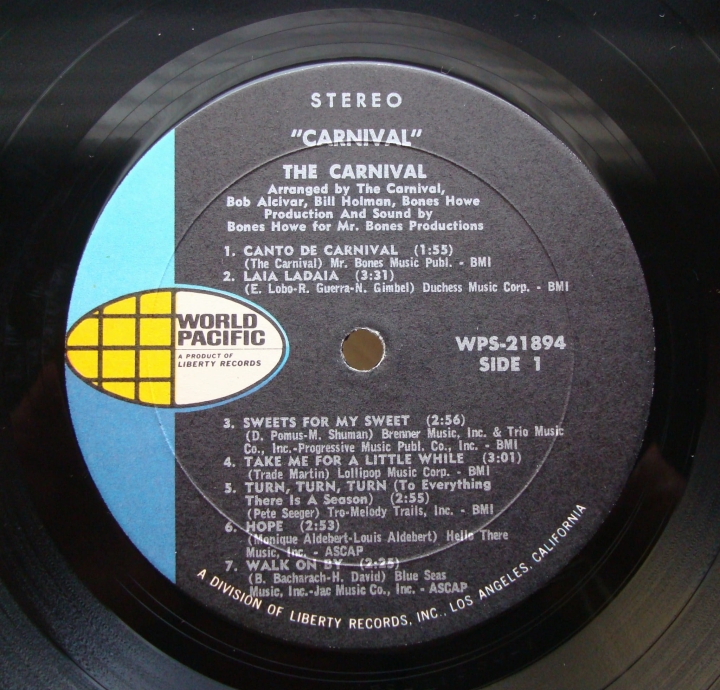 The Carnival ‎– Carnival WPS-21894 U.S.A. Jazz, Latin, Pop
