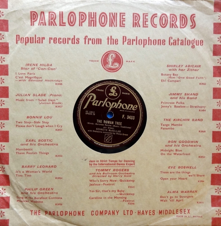 Schallplatten,vinyl-Schallplatten, vinylskivor, د وینیل ریکارډونه, ਵਿਨਾਇਲ ਰਿਕਾਰਡ, سجلات الفينيل, ونائل رڪارڊ, レコード, 黑膠唱片, plastinki,KENNETH McKELLAR Shellac THE ROWAN TREE / BONNIE LASS O' BALLOCHMYLE F. 3433