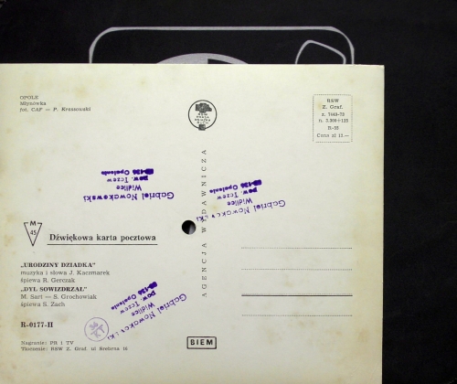 R. Gerczak - Urodziny Dziadka, S Zach - Dyl Sowizdrzał   Krajowa Agencja Wydawnicza ‎– R-0177-II  Flexi-disc, 7", 45 RPM, Single Sided, Card Backed, Picture Disc, Mono 