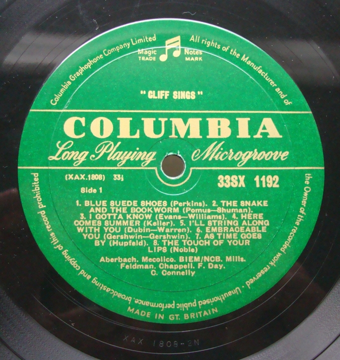 Cliff Richard And The Shadows And The Norrie Paramor Strings ‎–Cliff Sings SX1192 - XAX 1808 2N / XAX 1809 2N Mono 