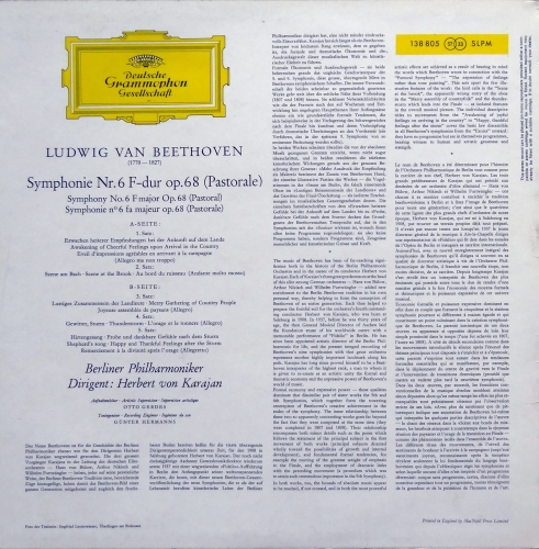 Płyta Winylowa, Beethoven - Berliner Philharmoniker, Herbert Von Karajan ‎– Symphony No. 6 (Pastoral) Deutsche Grammophon ‎– 138 805 SLPM Vinyl, LP, Album