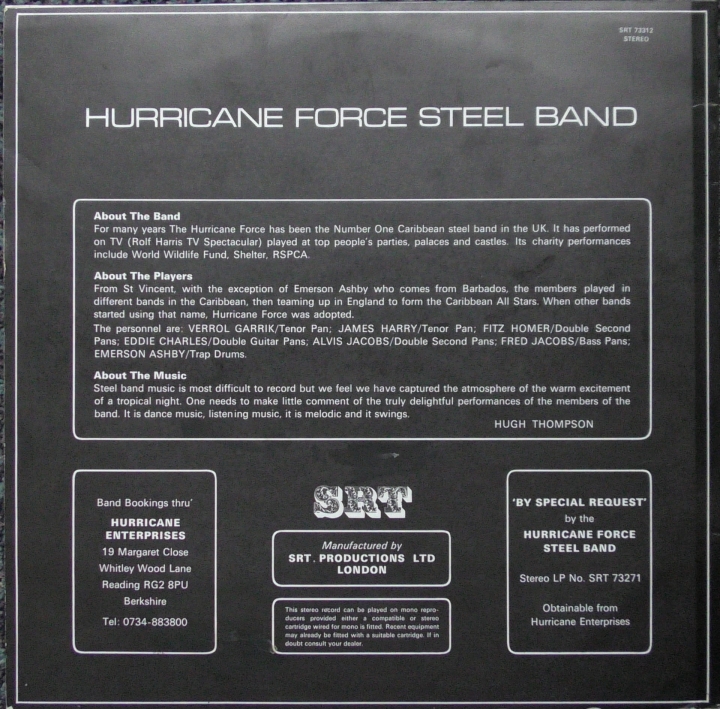 The Hurricane Force Steel Band ‎– A Tropical Night SRT 73312 Reggae, Folk, World, & Country, Stage & Screen Sklep z Winylami 