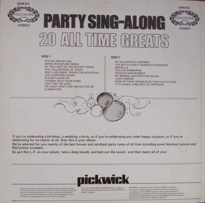 The Musicmakers Party Sing-Along 20 All Time Greats SHM 812 A2 / B2 Pop