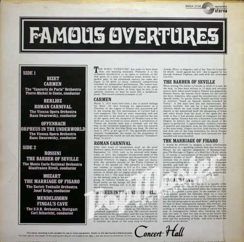 Famos Overtures Carmen, Roman Carnival, Orpheus In The Underworld SMS 2734 Muzyka Klasyczna Winyle