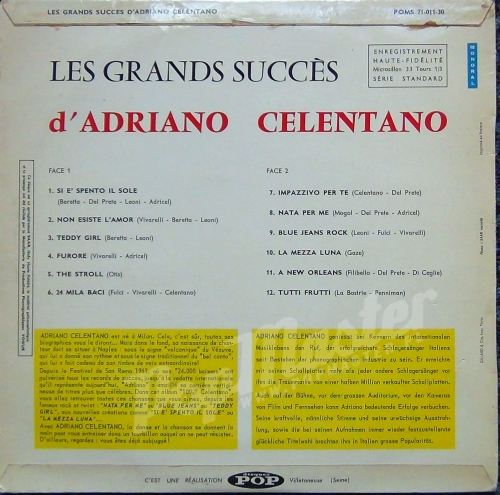 Adriano Celentano Les Grands Succès D' Adriano Celentano POMS 71-0011-30 monoral