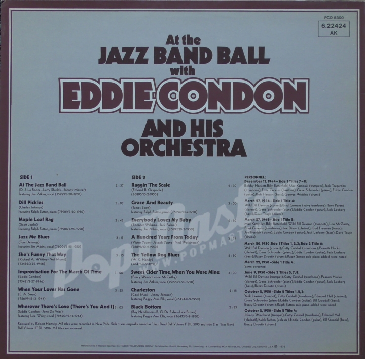 Eddie Condon At The Jazz Ball With Eddie Condon And His Orchestra MCA 6.22424 AK WWW.POPMASTER.PL Vinyl Records Jazz