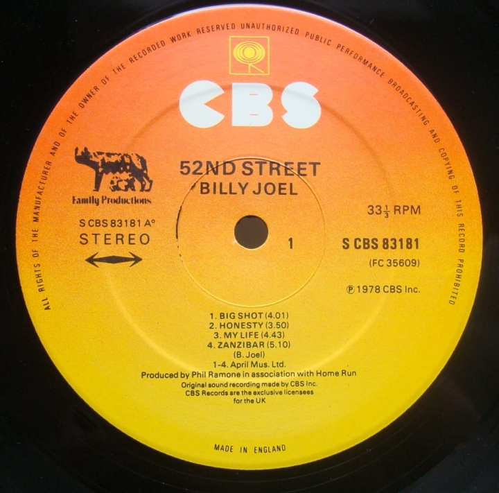 winyl,Billy,Joel,52nd,Street,CBS,83181,Vinyl