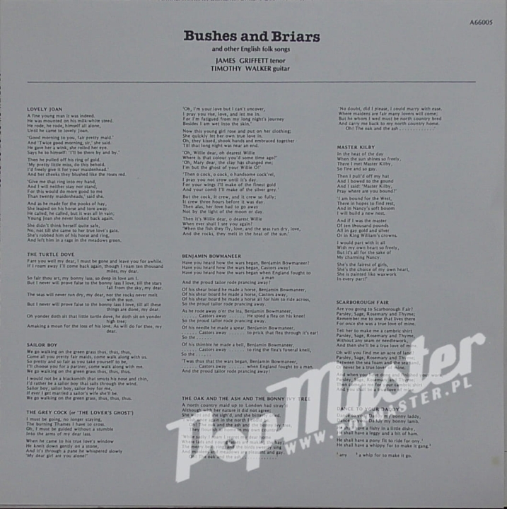Bushes And Briars and other English Folk Song James Griffett, Timothy Walker A66005 English Folk