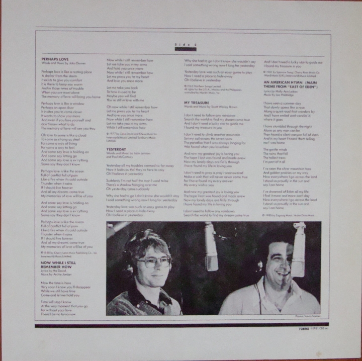 Placido Domingo With John Denver ‎– Perhaps Love 73592 Ballad,Pop