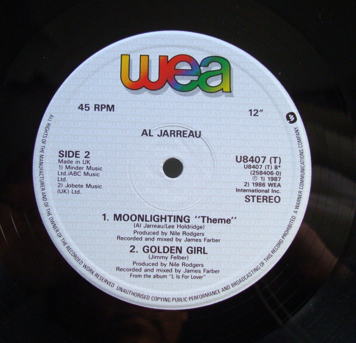 AL JARREAU MOONLIGHTING / GOLDEN GIRL 45RPM 12 U 8407T 258 406-0