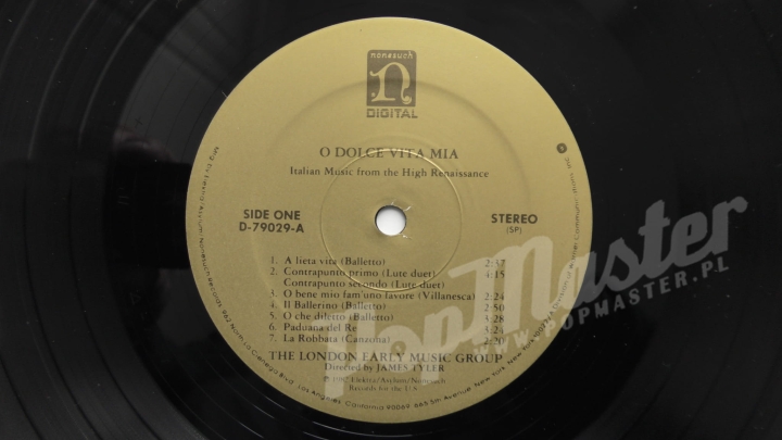 O Dolce Vita Mia Italian Music From The High Renaissance The London Early Music Group Directed By James Tyler D-79029 Продажа пластинок Классическая музыка. 