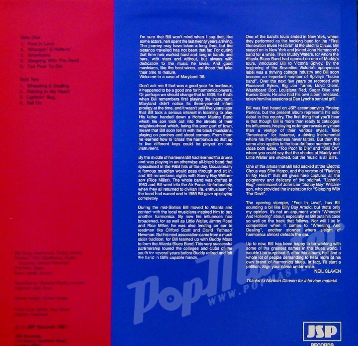 BILL DICEY FOOL IN LOVE JSP RECORDS 1118 Vinyl Blues Winyle