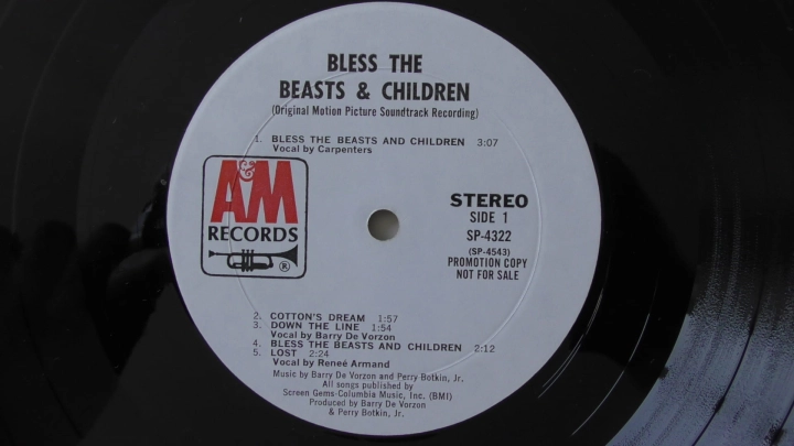 Barry De Vorzon And Perry Botkin Jr. ‎– Bless The Beasts & Children PROMO COPY A&M Records ‎– SP-4322