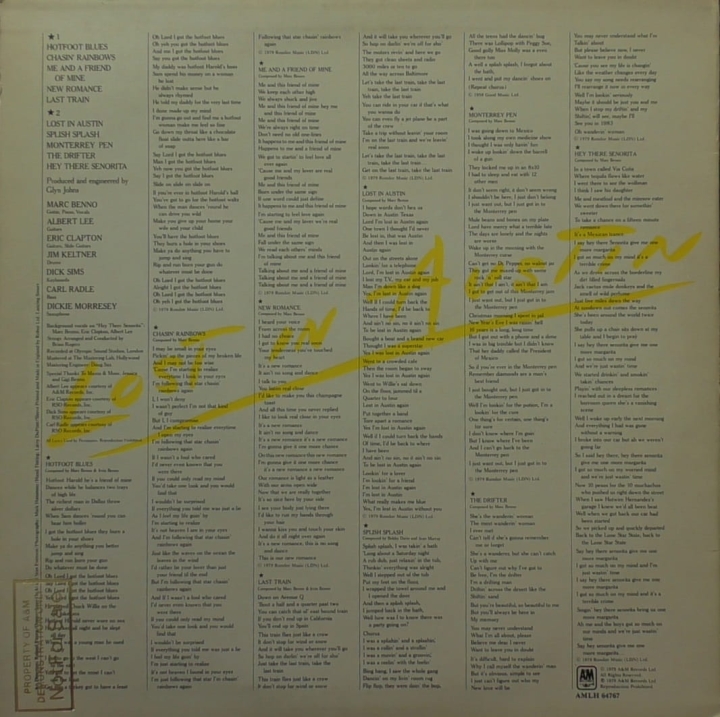 Marc Benno ‎– Lost In Austin PROMO COPY A&M Records ‎– AMLH 64767