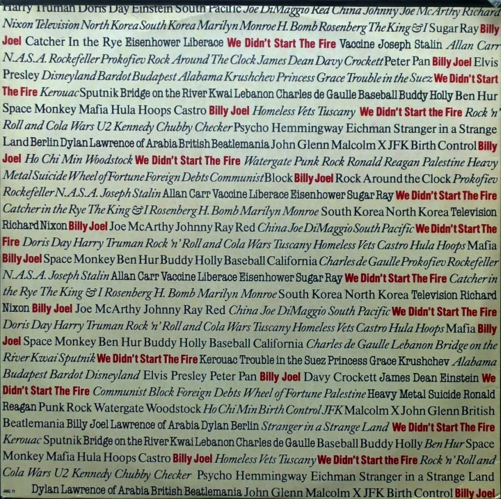 Billy Joel ‎– We Didn't Start The Fire CBS ‎– JOEL T1 5099765530063