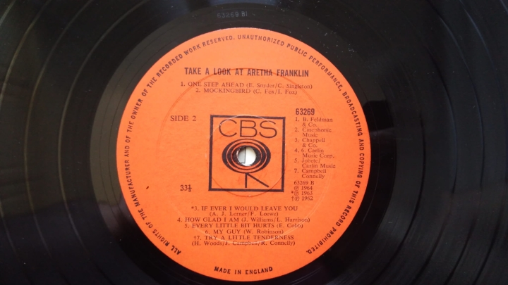 Aretha Franklin ‎– Take A Look At Aretha Franklin CBS ‎– S 63269