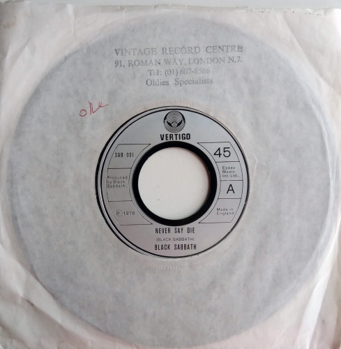 Black Sabbath ‎– Never Say Die Vertigo ‎– SAB 001