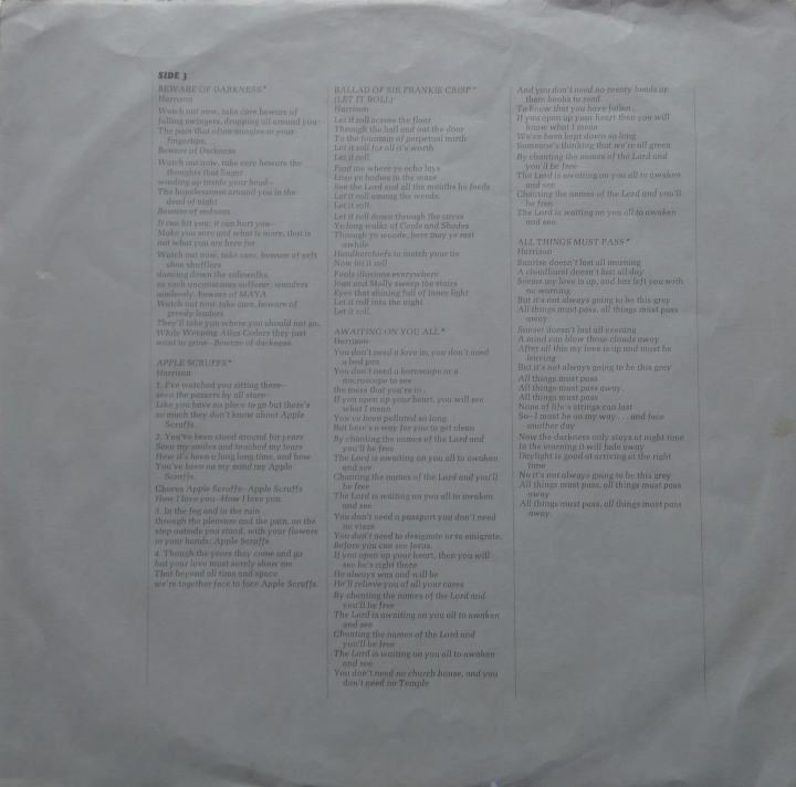 George Harrison ‎– All Things Must Pass Apple Records ‎– STCH 639