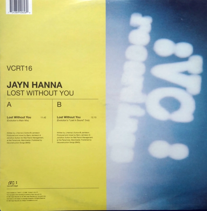 Jayn Hanna ‎– Lost Without You VC Recordings ‎– VCRT 16
