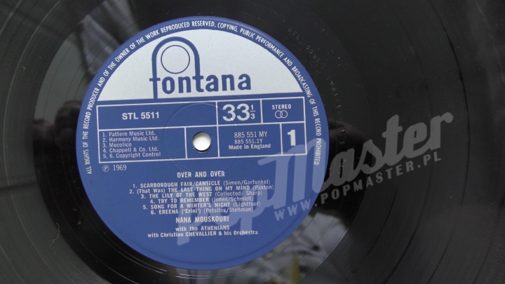 Nana Mouskouri with The Athenians Over & Over STL 5511 Winyle, Folk, Pop