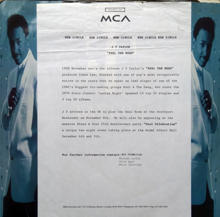 J.T. Taylor ‎– Feel The Need  MCA Records ‎– MCST 1592