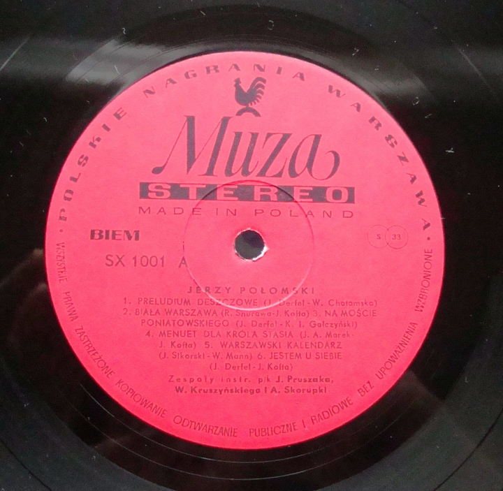 Jerzy Połomski ‎– Warszawa Moja Miłość SXL 1001 Vinyl www.popmaster.pl