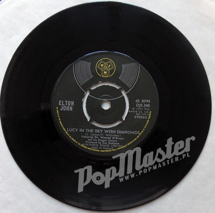 Elton John Featuring Dr. Winston O'Boogie And His Reggae Guitars Lucy In The Sky With Diamonds DJS 340 A1 / B1 Winyl Rock 