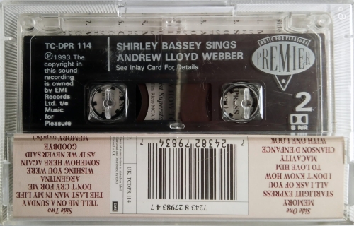 Shirley Bassey ‎– Sings The Songs Of Andrew Lloyd Webber  EMI TC DPR 114